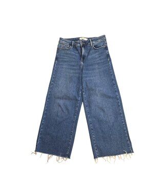 Hidden Los Angeles Wide-Leg Raw Hem Jeans Size 28 Blue Denim High-Waist Palazzo
